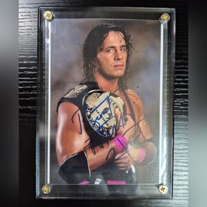 Bret The Hitman Hart Wrestling Champion Autographed 4x6 Photo
